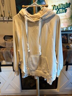 American Eagle Outfitters Cream Hooded Pullover Sweater